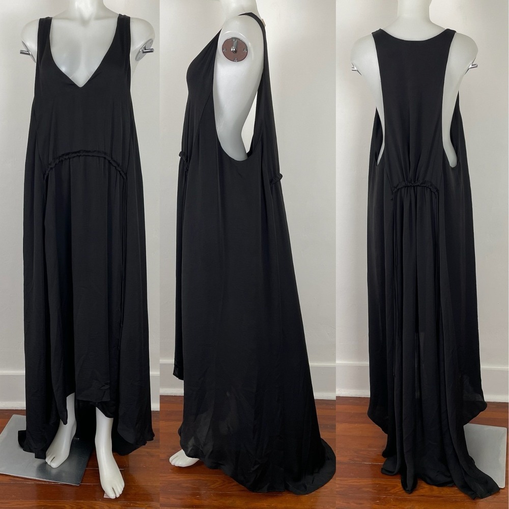 Free People Maxi Dress Plunging V Neck Free Flowing SZ L Beach Boho
